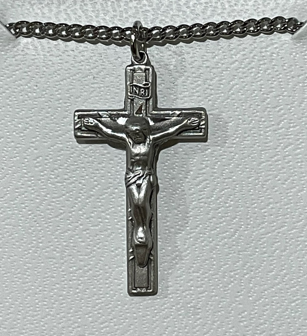 ANTIQUE SIL CRUCIFIX 18"CH/BOX