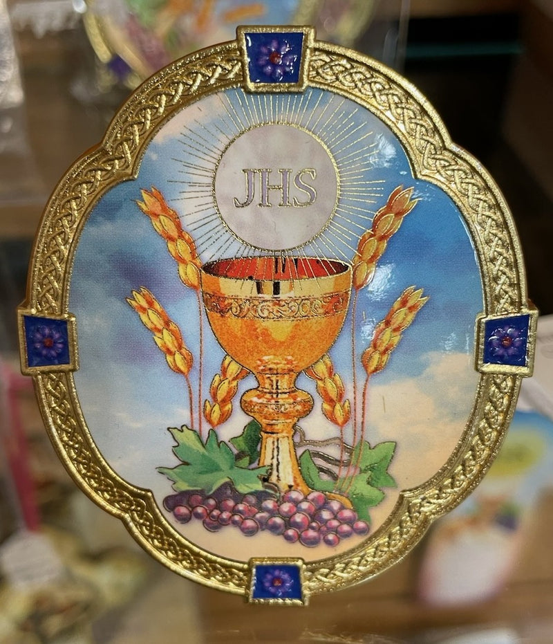 CHALICE ON EASEL FLORAL BKGRND