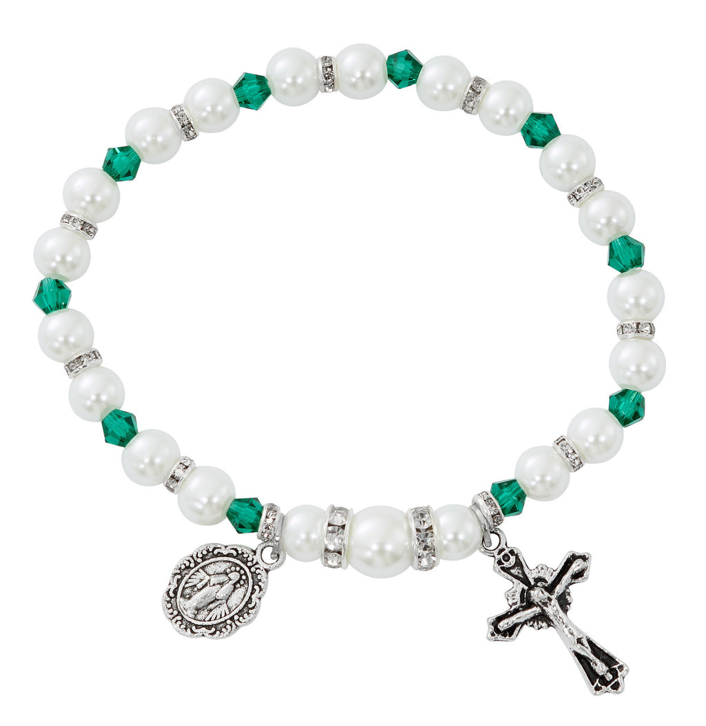 MAY EMERALD PEARL BRACELET