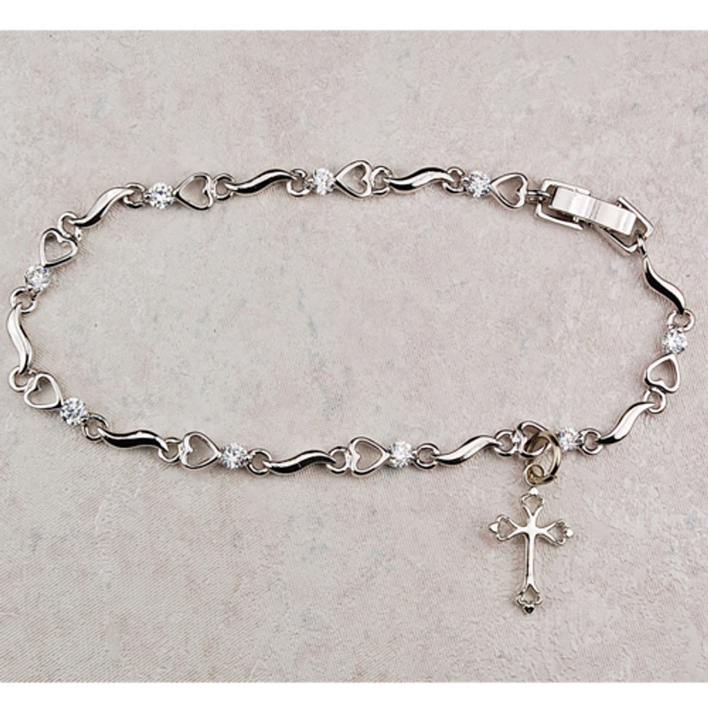 CZ BRACELET WITH CROSS