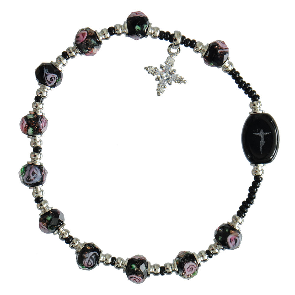 8MM PLUM SWIRL ROSARY BRACELET