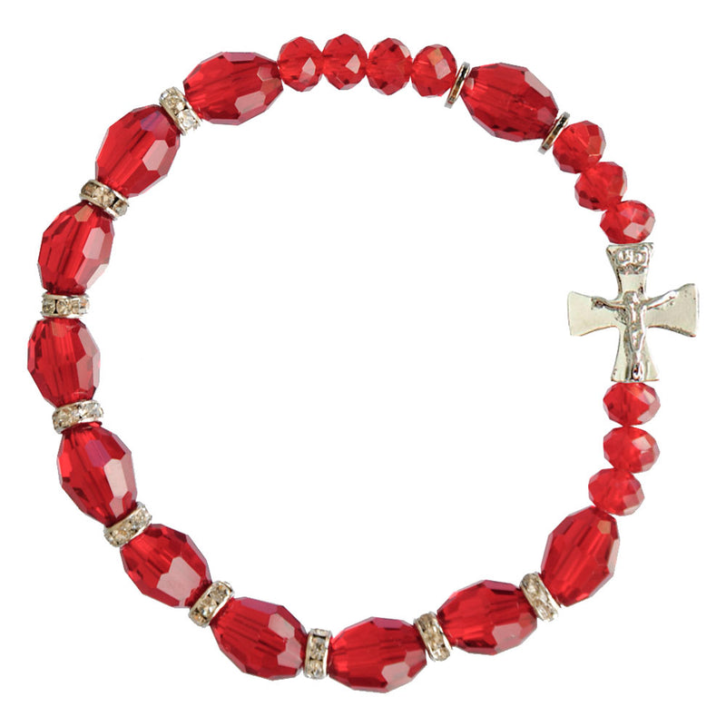 10MM CRYSTAL RED ROSARY BRACEL