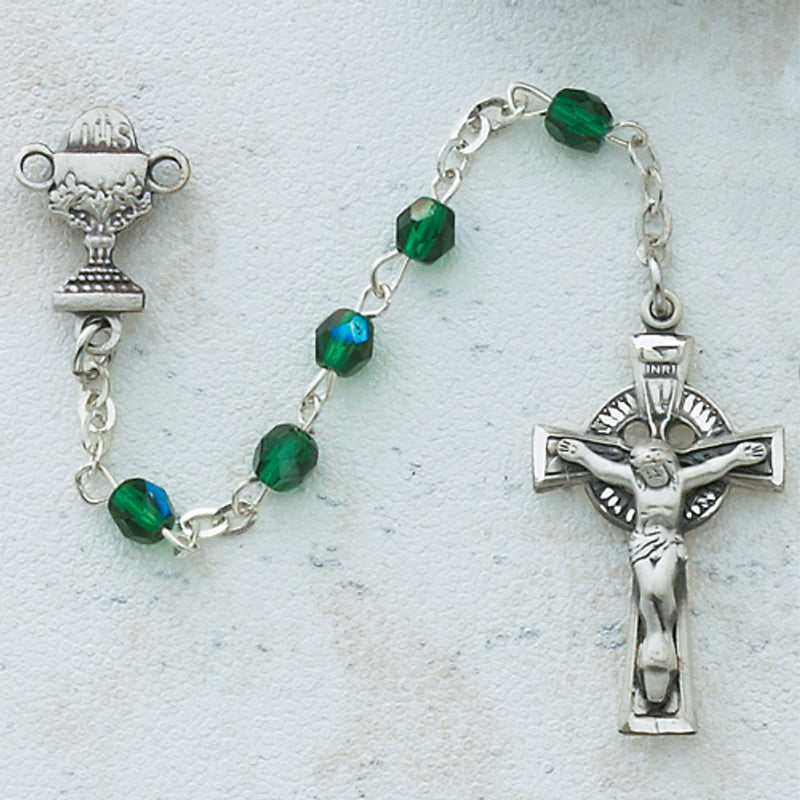 3MM GREEN IRISH COMM ROSARY