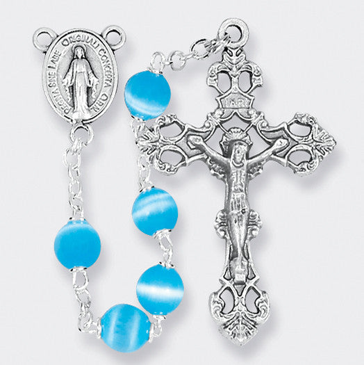 CAT'S EYE ROSARY AQUA