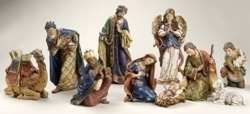 RESIN/STONE NATIVITY 20" 10 PC