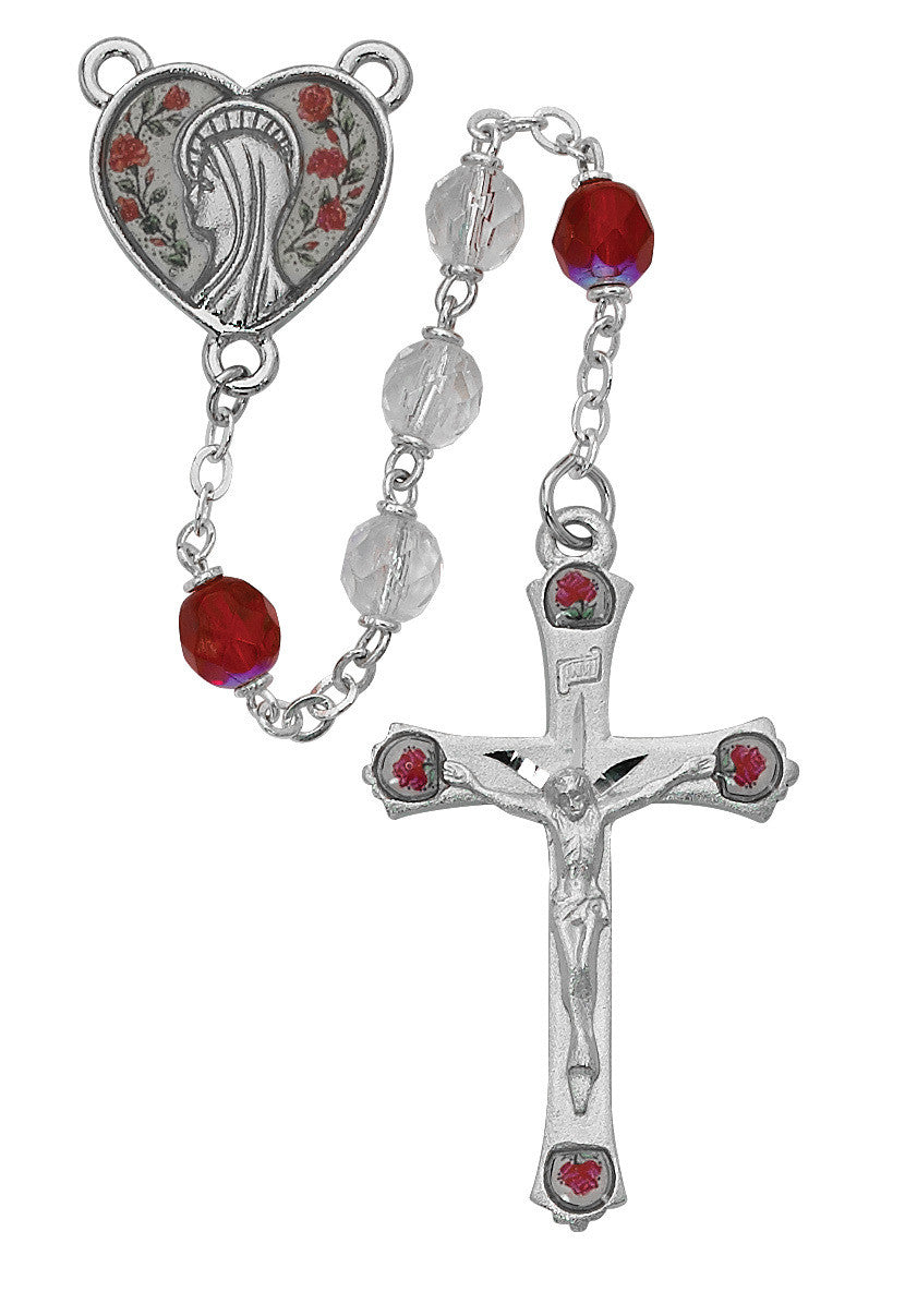 7MM CRYSTAL/RUBY ROSARY