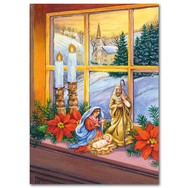 18CT NATIVITY SCENE IN WINDOW