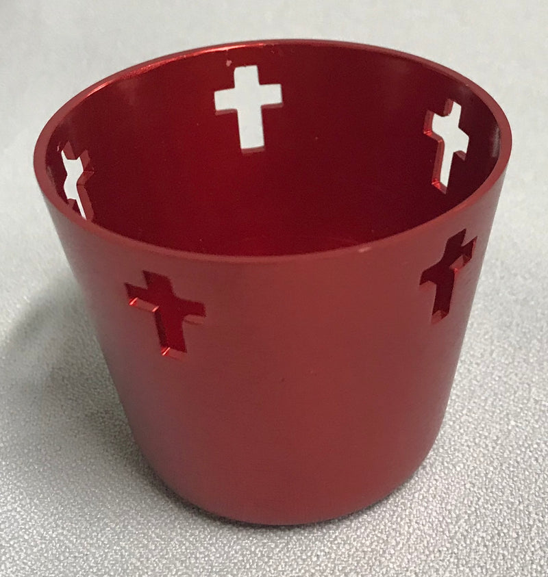 VOTIVE HOLDER ALUMINUM RED