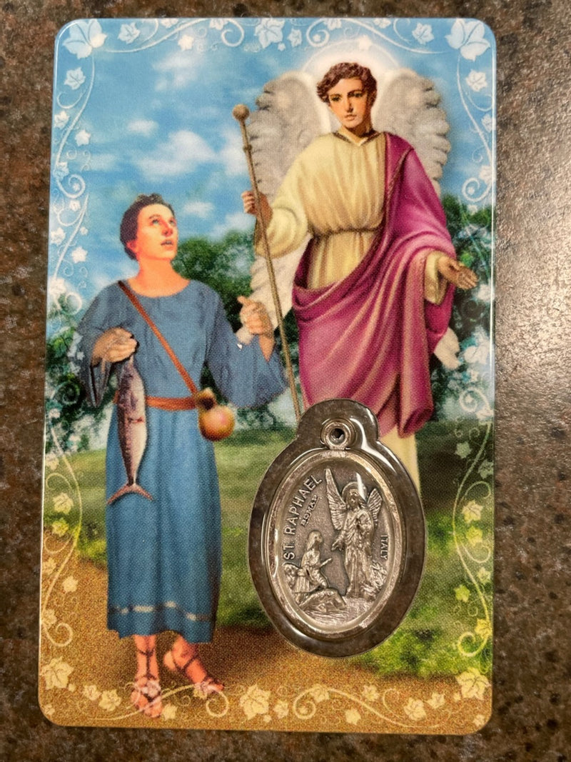 ST RAPHAEL PRAYER CARD/MEDAL