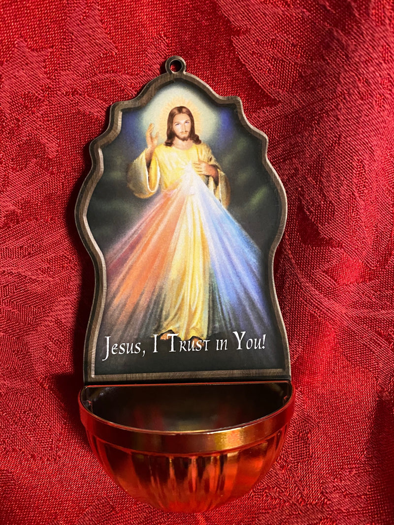 DIVINE MERCY FONT W/GOLD BOWL
