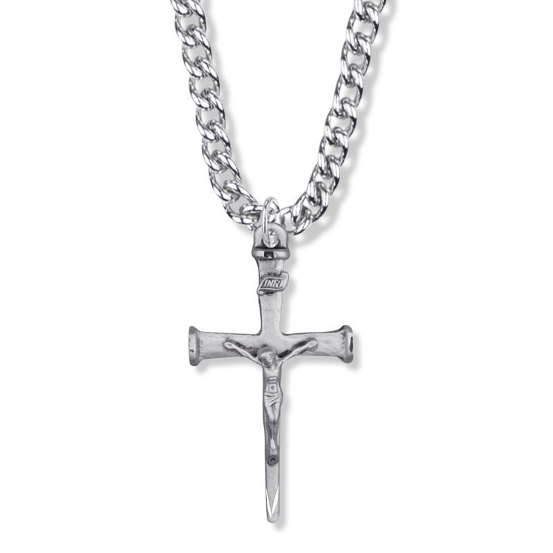 SS SATIN NAIL CRUCIFIX 24" CH