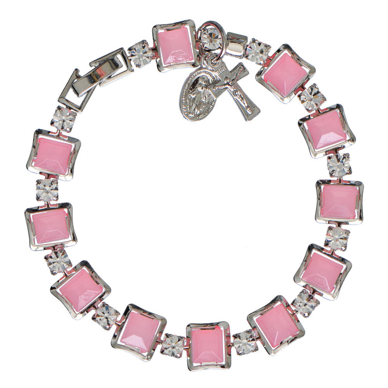 8MM PINK FORMICA ROSARY BRACEL