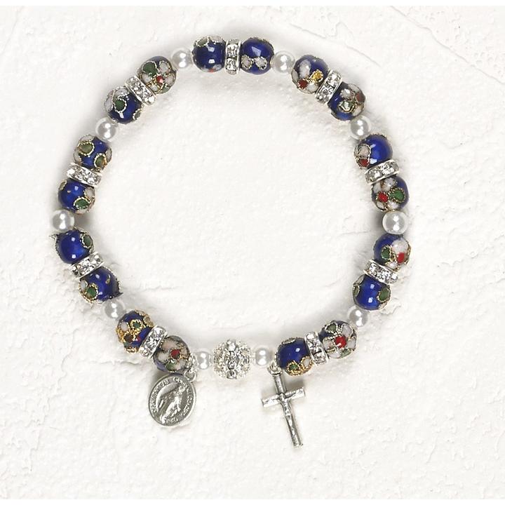 BLUE CLOISONNE STRETCH BRACLET