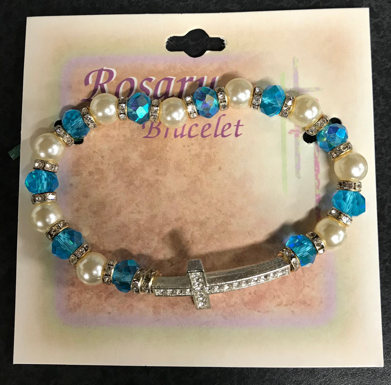 AQUA GLASS BEAD BRACELET