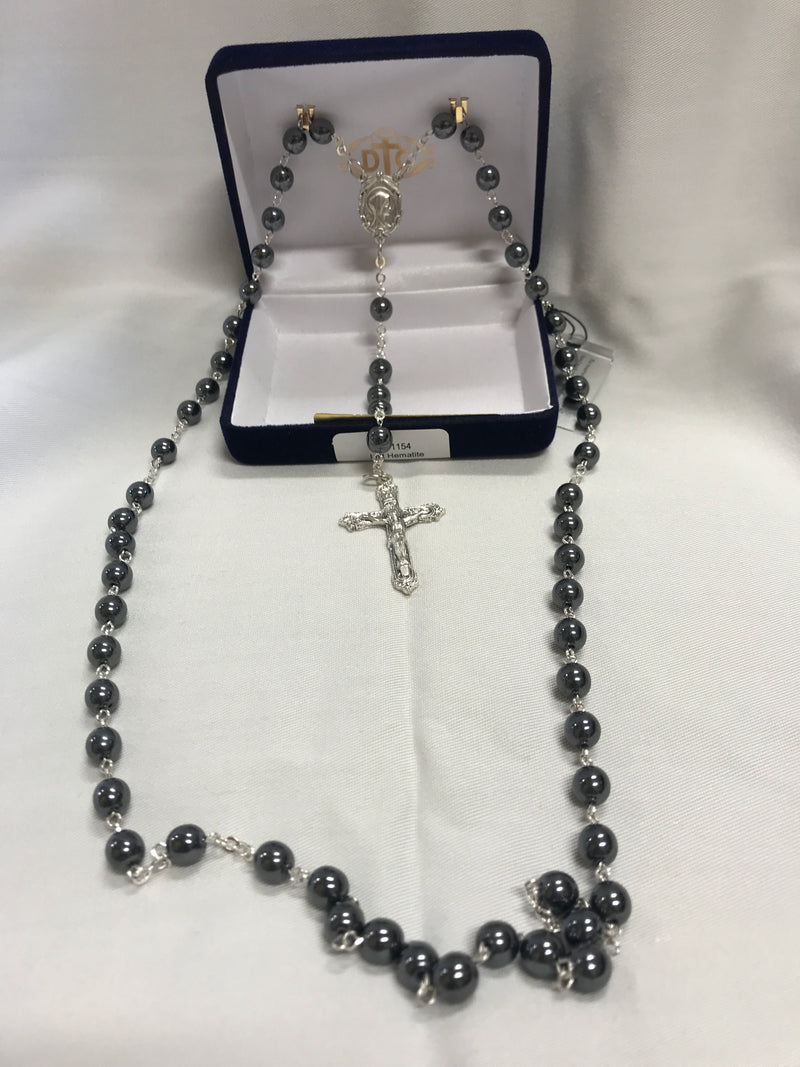HEMATITE ROSARY IN BOX