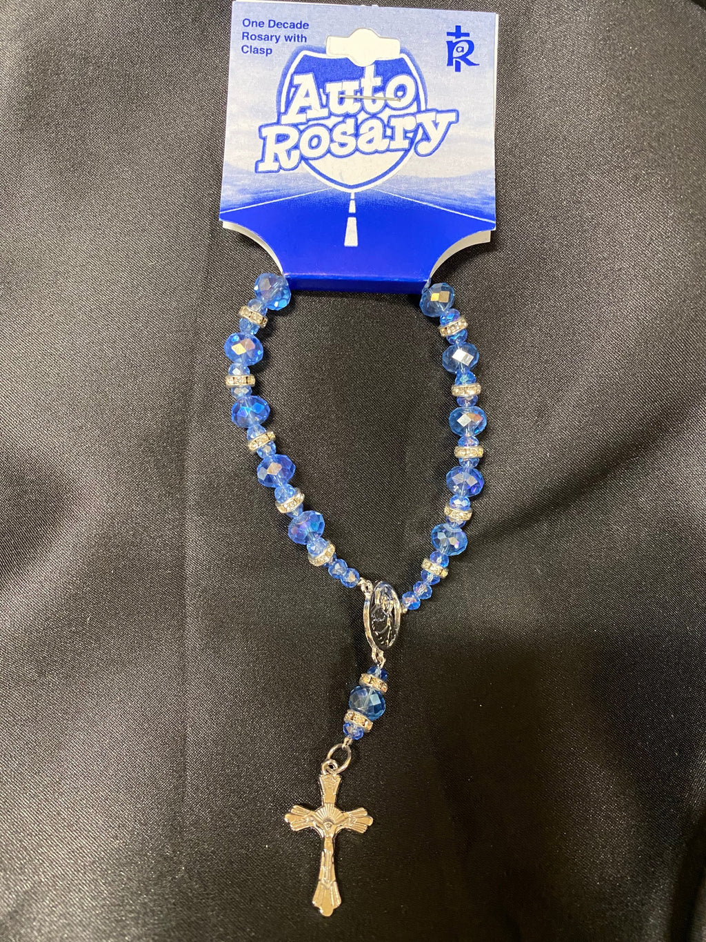 BLUE BEAD AUTO ROSARY