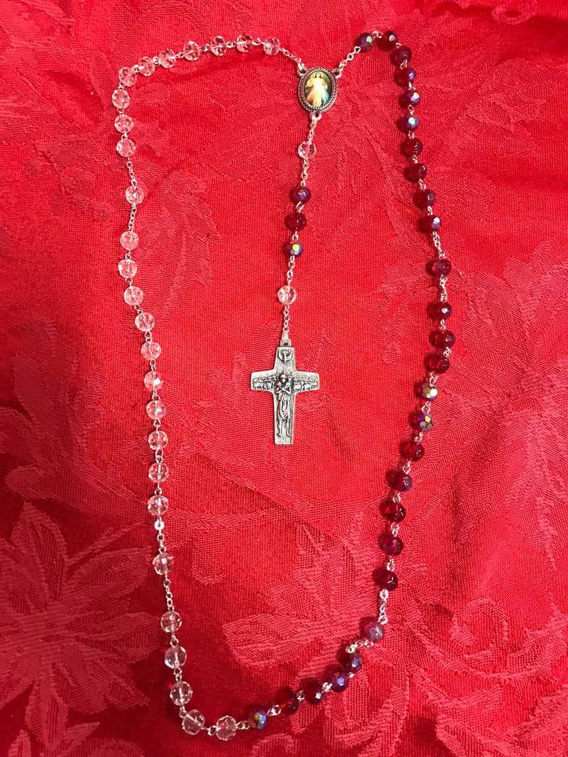 RED WHITE DIVINE MERCY ROSARY
