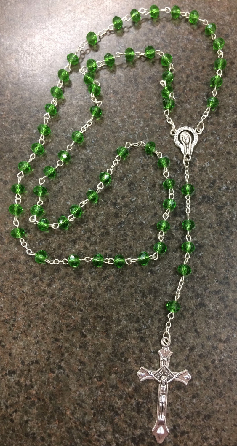 PERIDOT GLASS BEAD 5X6MM ROSRY