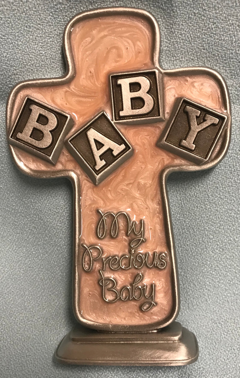 BABY GIRL CROSS PINK PEARLIZED