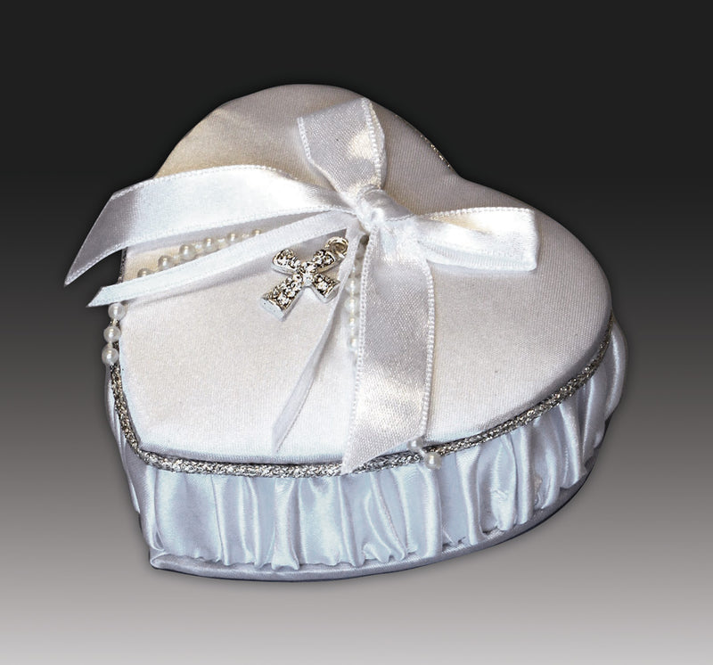 COM SATIN HEART ROSARY BOX