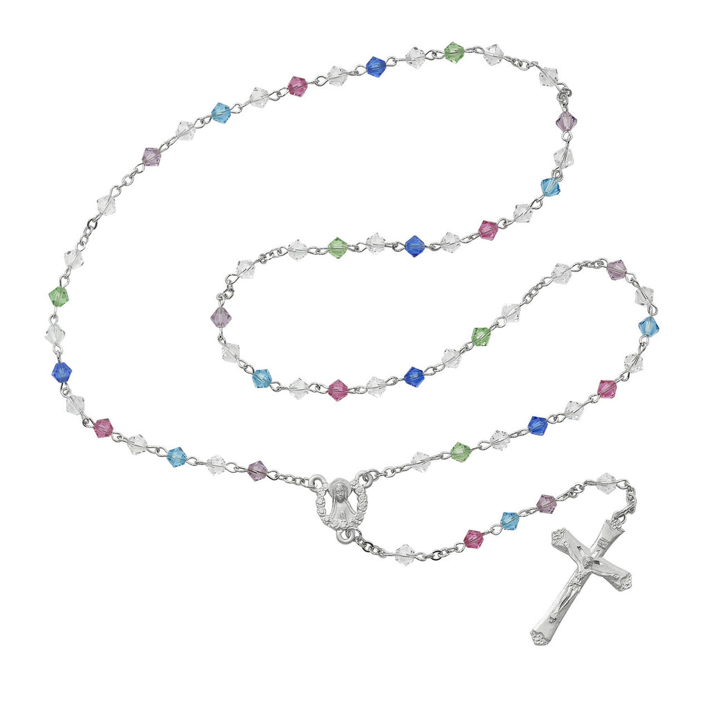 SS 5MM MULTI SWAROVSKI ROSARY