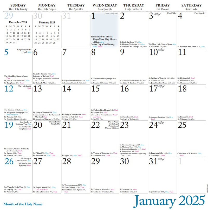 MARY AND SAINTS WALL CALENDAR