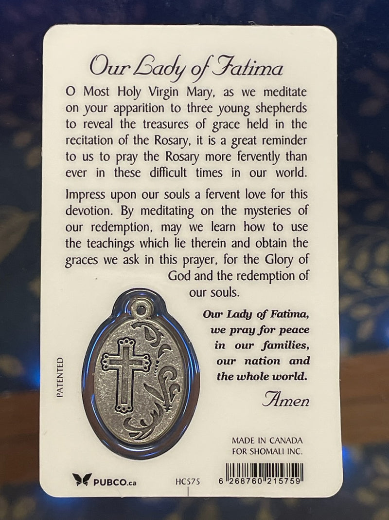 OUR LADY OF FATIMA CRD W/MEDAL