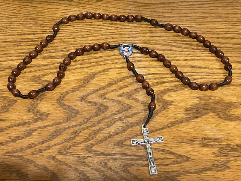 BROWN WOOD CARLO ACUTIS ROSARY