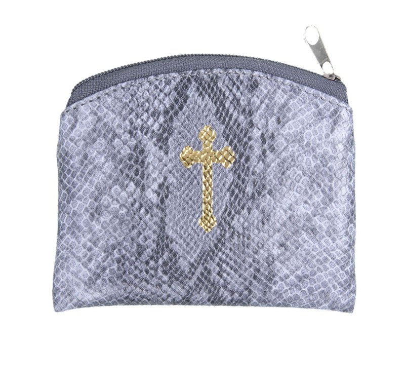 PEWTER REPTILE SKIN ROS POUCH