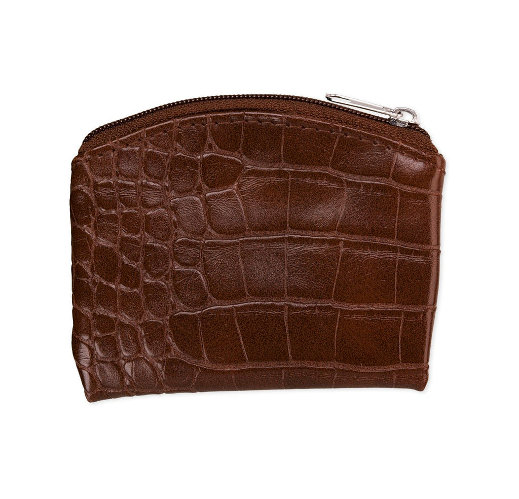 BROWN CROCODILE SKIN ROS POUCH