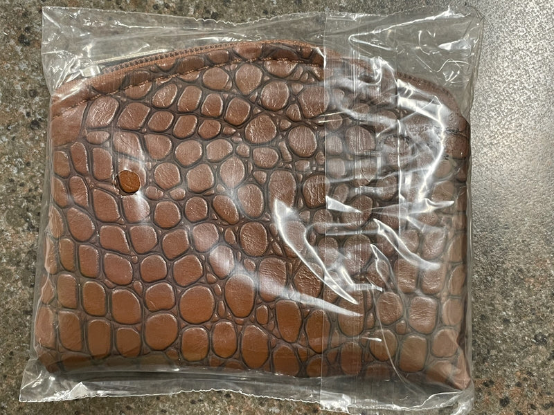 BROWN CROCODILE SKIN ROS POUCH