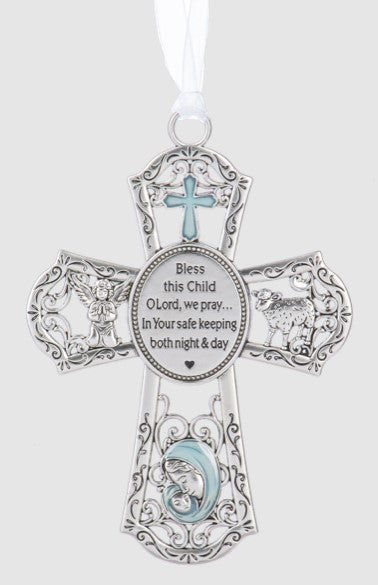 CRIB CROSS ORNAMENT BLUE