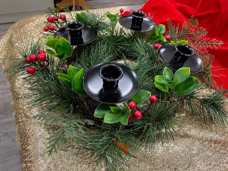 ADVENT WREATH PINE AND BERRIES