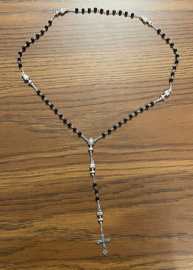 5MM BLACK GLASS COMM ROSARY