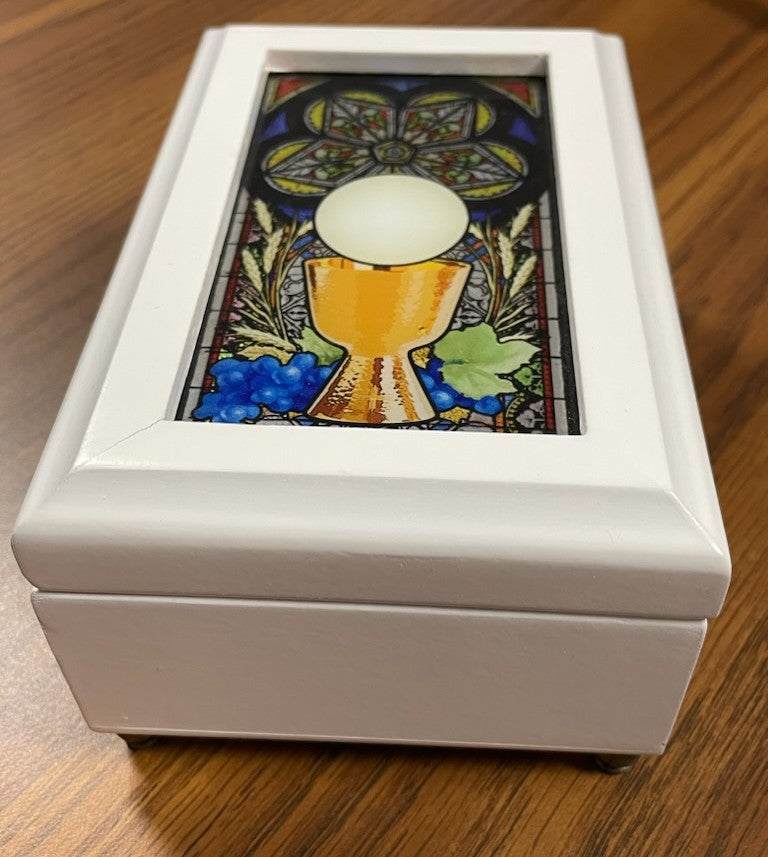 WHITE COMMUNION MUSIC BOX