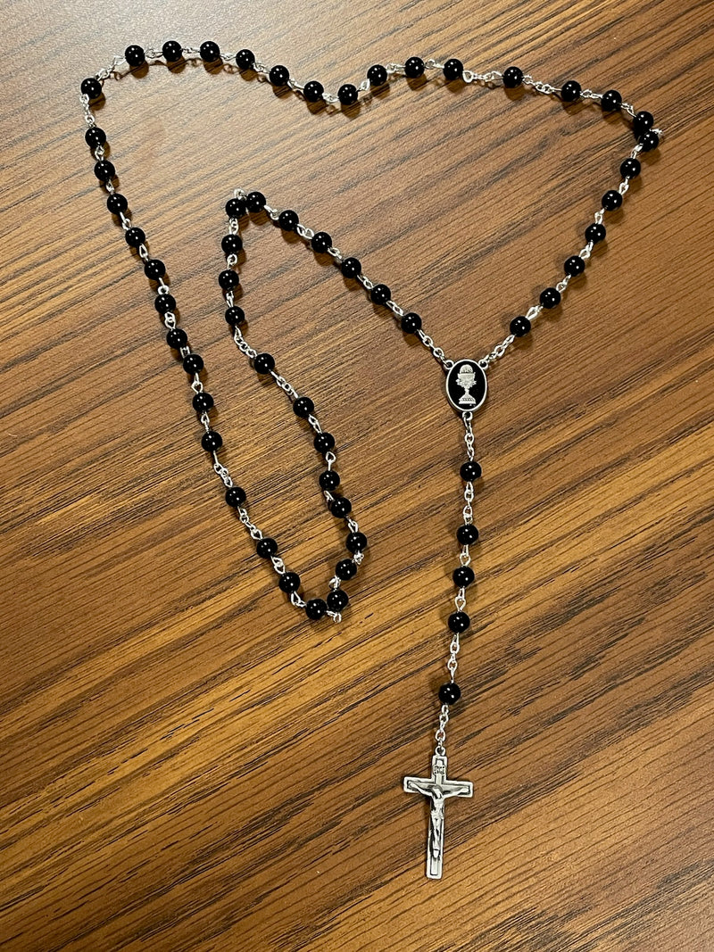 6MM BLACK ONYX COMM ROSARY