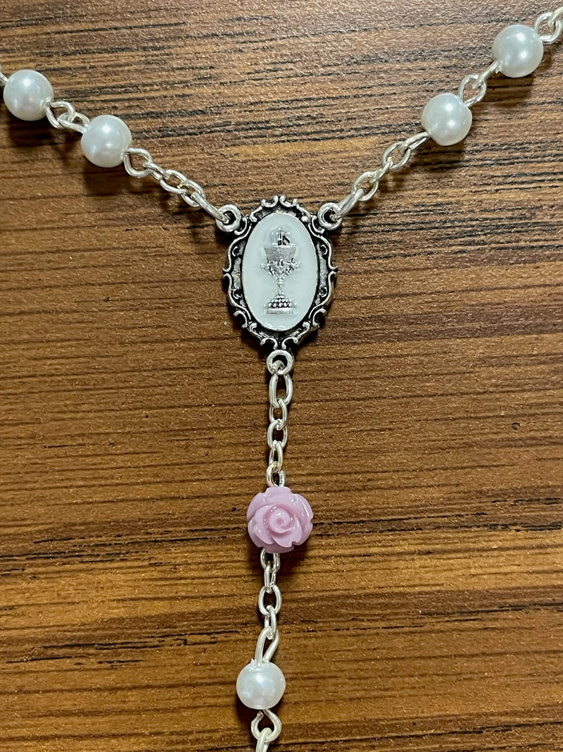 5MM WHITE PEARL PURP FLWR ROS