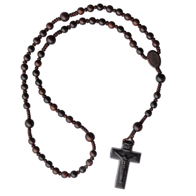6/8MM DARK JUJUBE WOOD ROSARY