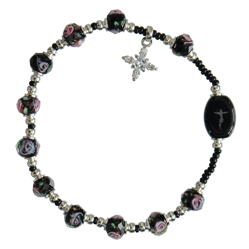 8MM PLUM SWIRL ROSARY BRACELET