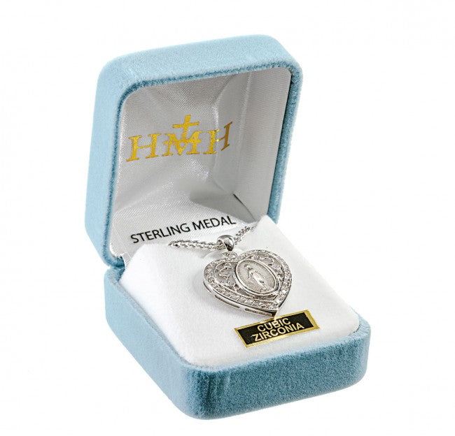 SS HEART MIRACULOUS W/CZ 18"