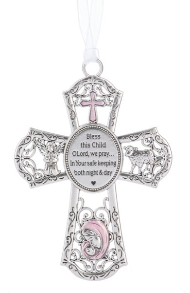 CRIB CROSS ORNAMENT PINK