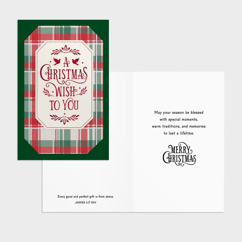 18CT TREE & PLAID BOXED CARDS