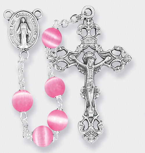 CAT'S EYE ROSARY PINK