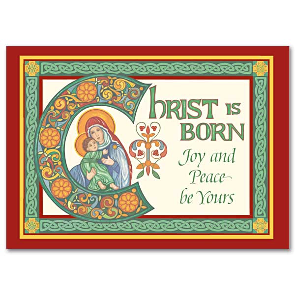 18CT CHRIST IS BORN BOXED CARD