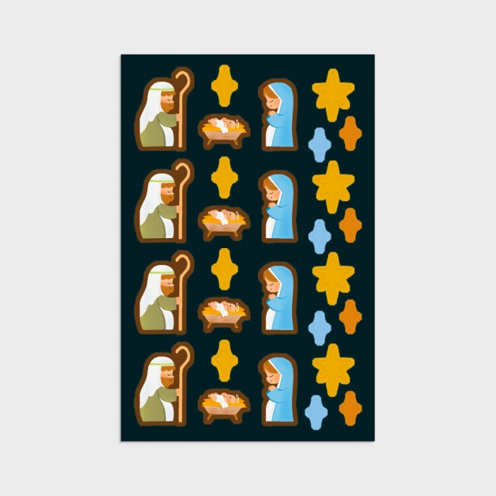 8CT NATIVITY STICKER CARD