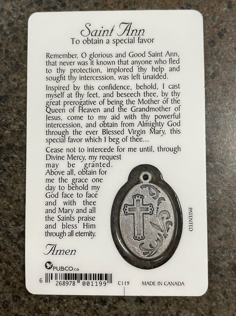 ST ANNE PRAYER CARD W/MEDAL