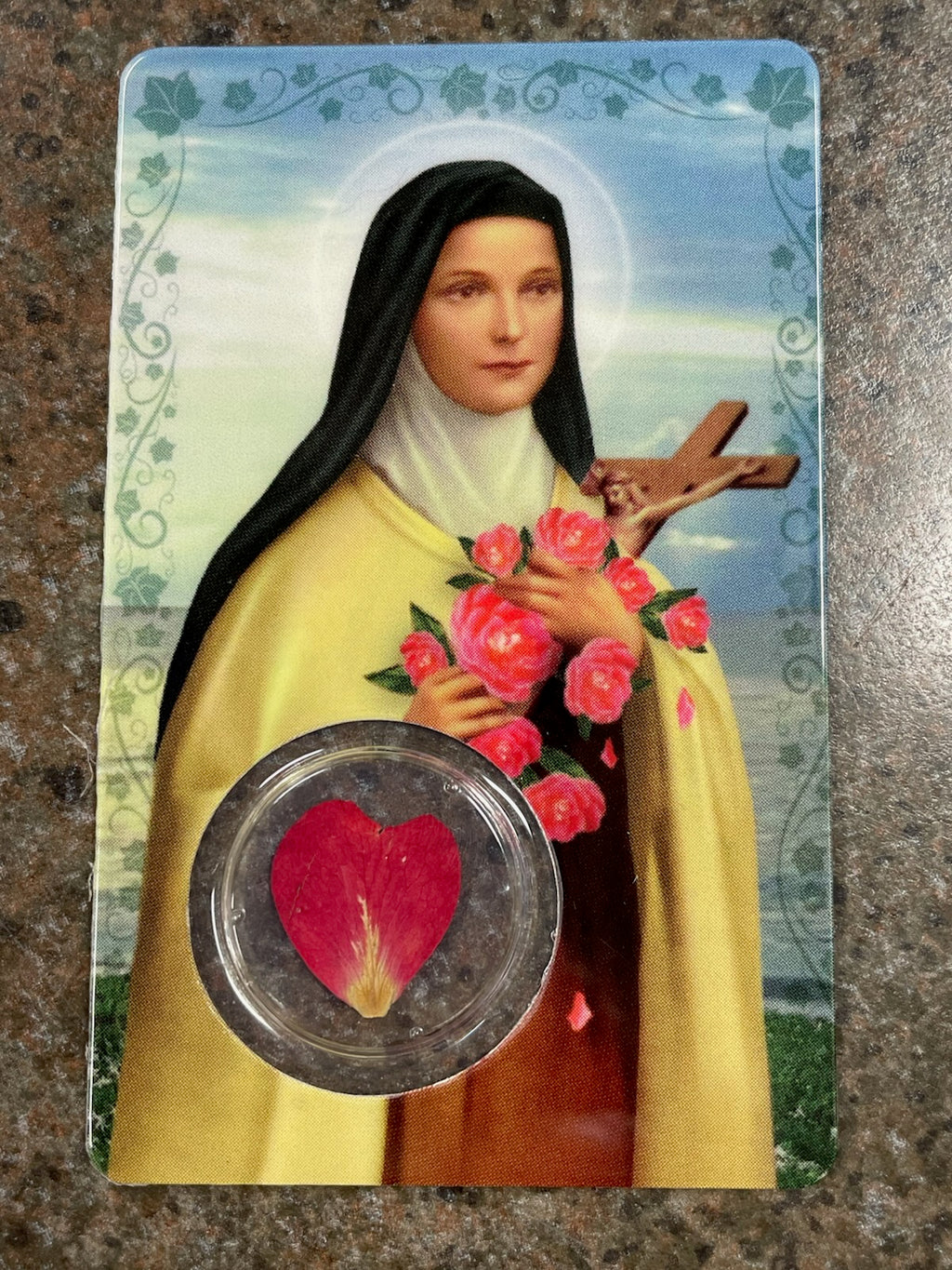 ST THERESE PRAYER CARD/PETALS