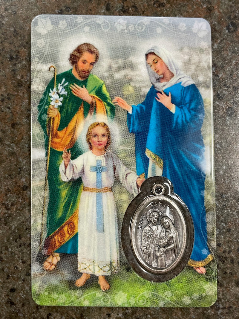 HOLY FAMILY PRAYER CARD/MEDAL