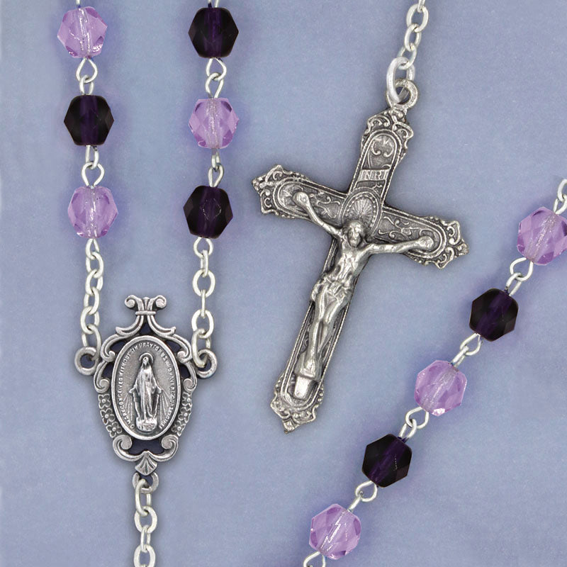PURPLE & LAVENDER ROSARY 6MM