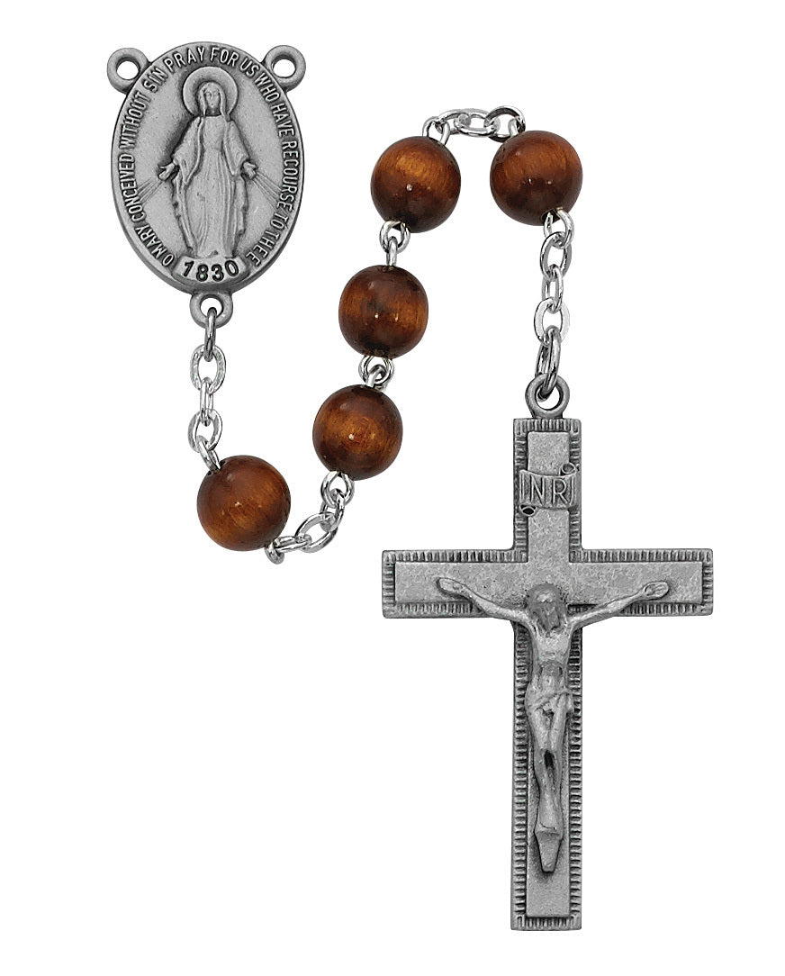 BROWN WOOD ROSARY 7MM